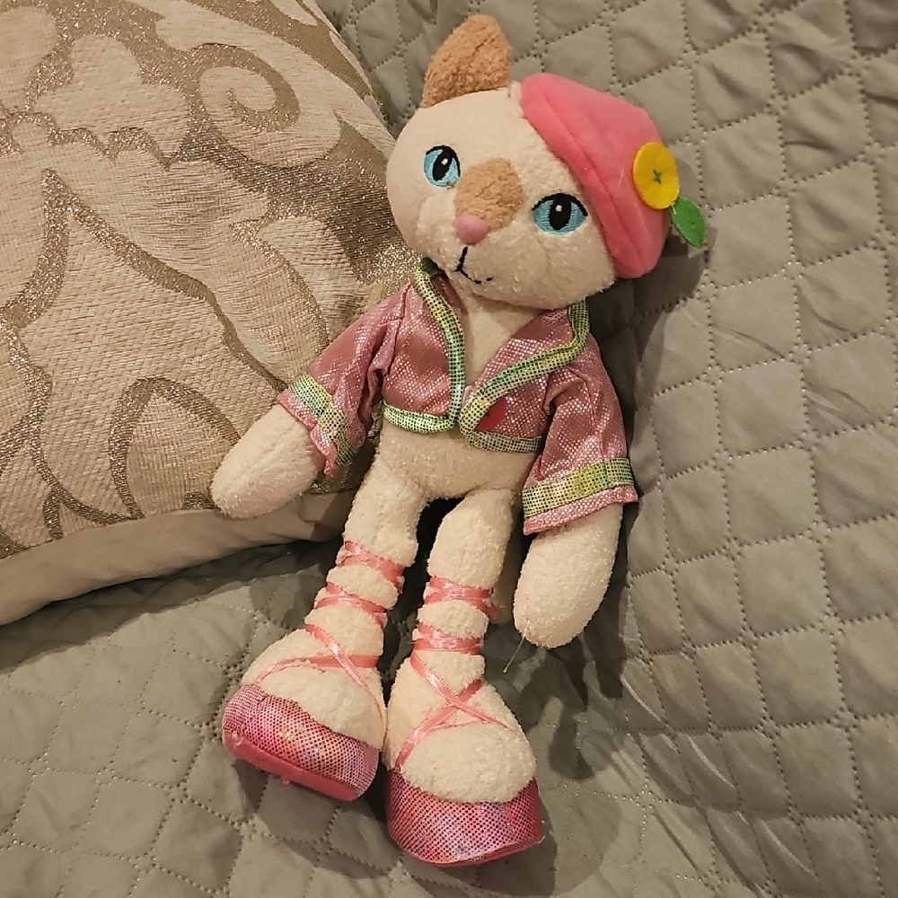 Charming Pink and Cream Cat Plush Toy